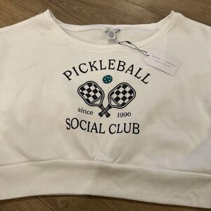 Pickleball Social Club Juniors Long Sleeve Cropped Off Shoulder Shirt XL‎